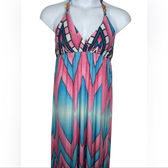 Boho Beaded Passion4Fashion Vibrant Maxi Sundress Size Large - Picture 4 of 9
